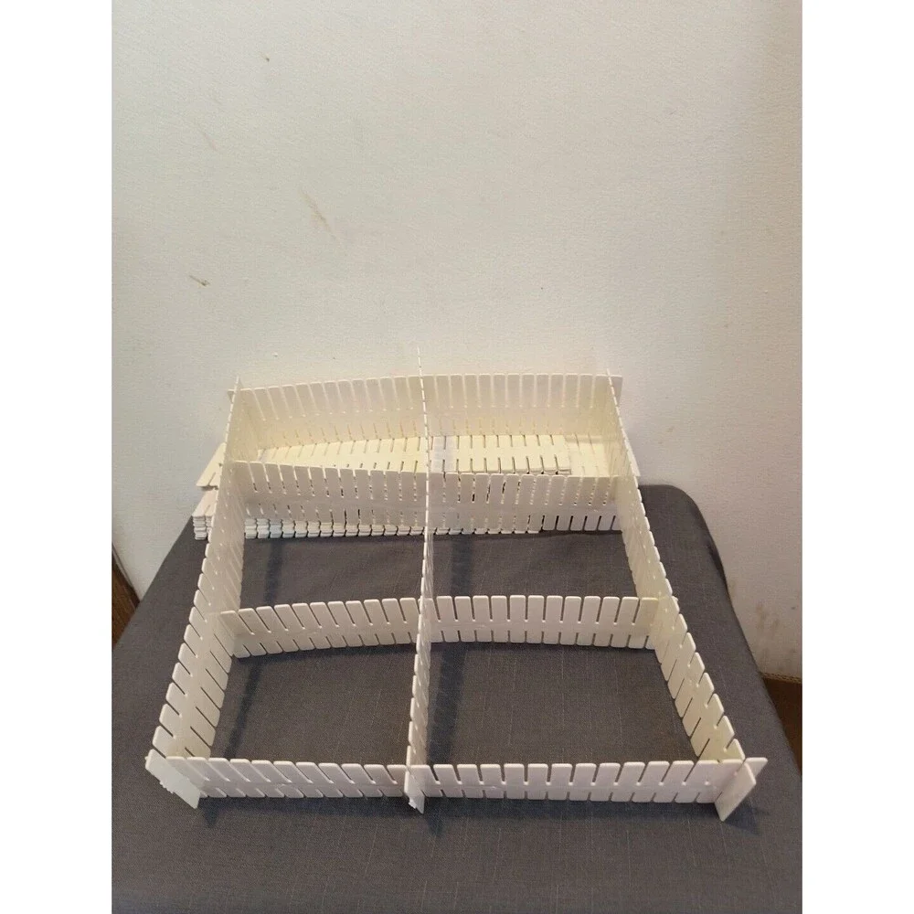 Set of 41 White Adjustable Drawer Organizer Dividers for Socks, Underwear,Crafts